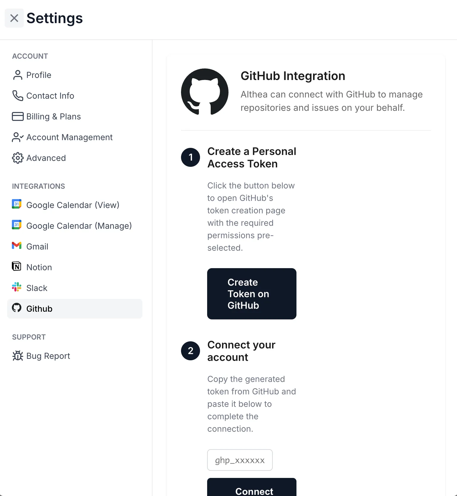 GitHub settings